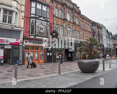 Cardiff, United Kingdom - Semptember 16, 2018: View of Cardiff city streets Stock Photo