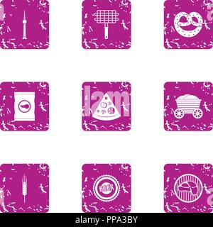 Refreshment icons set, grunge style Stock Vector