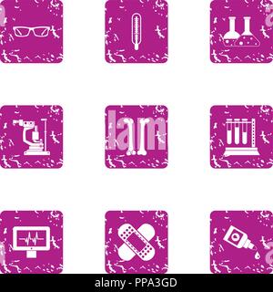 Elemental composition icons set, grunge style Stock Vector