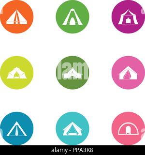 Marquee icons set, flat style Stock Vector