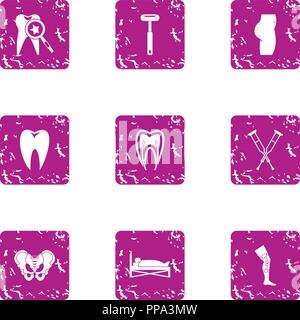Osteal icons set, grunge style Stock Vector