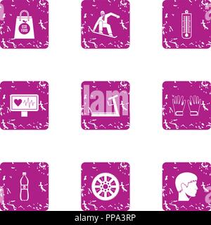 Clatter icons set, grunge style Stock Vector