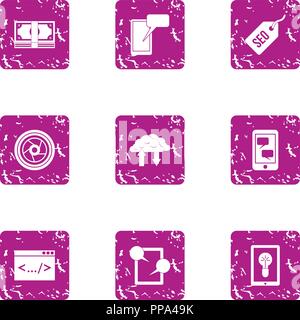 Bundle of money icons set, grunge style Stock Vector