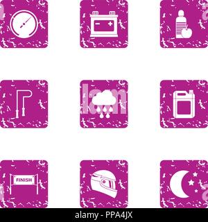 Homestretch icons set, grunge style Stock Vector