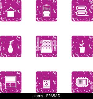 Sanitary facility icons set, grunge style Stock Vector