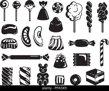 Candy icon set, simple style Stock Vector