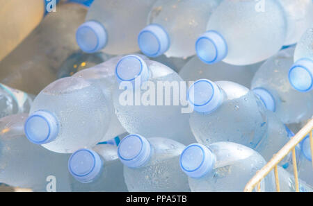 fresh bottles to be distributed in a public event Stock Photo