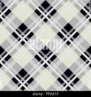 Black white diagonal check texture seamless pattern. Vector illustration. eps10 Stock Vector
