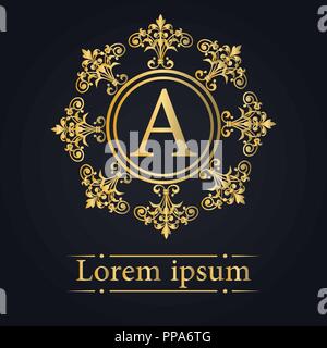 Letter A Golden Monogram Stock Vector