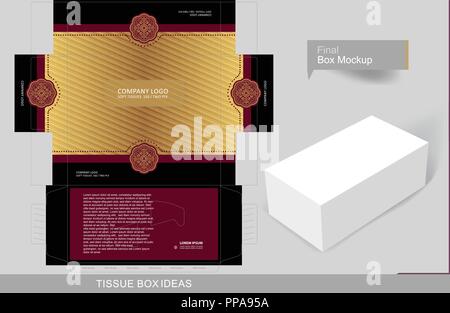 Abstract diagonal lines with mandalas tissue box concept, template for business purpose, place your text and logos and ready to go for print. Stock Vector