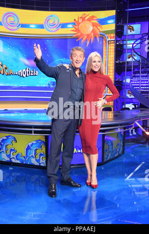 Milano Italy 20 Set 2018 - Striscia la Notizia presentation I conduttori Ezio Greggio and Michelle Hunziker Credit: Giuseppe Andidero Stock Photo