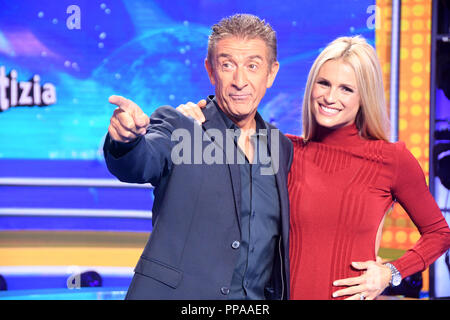 Milano Italy 20 Set 2018 - Striscia la Notizia presentation I conduttori Ezio Greggio and Michelle Hunziker Credit: Giuseppe Andidero Stock Photo