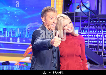 Milano Italy 20 Set 2018 - Striscia la Notizia presentation I conduttori Ezio Greggio and Michelle Hunziker Credit: Giuseppe Andidero Stock Photo