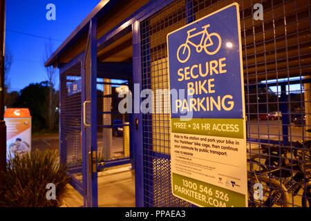 Secure Bike Parking Facility Melbourne Vic Australia Stock Photo