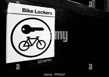 Secure bike parking facility, Melbourne VIC, Australia Stock Photo