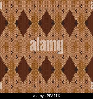 Geometric abstract knitted pattern. Autumn seamless pattern. Design for sweater, scarf, comforter or clothes texture. Vector illustration. Stock Vector