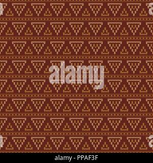 Geometric abstract knitted pattern. Autumn seamless pattern. Design for sweater, scarf, comforter or clothes texture. Vector illustration. Stock Vector