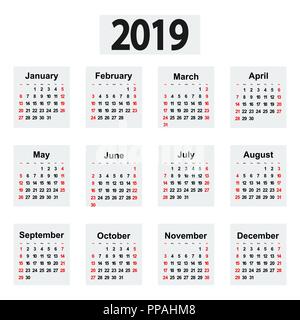 Great new wall calendar 2019. Vector illustration icon Stock Vector