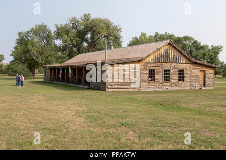 Crawford, Nebraska - The site of the original cavalry barracks at Fort Robinson State Park. (The existing building is a reproduction.) Fort Robinson i Stock Photo