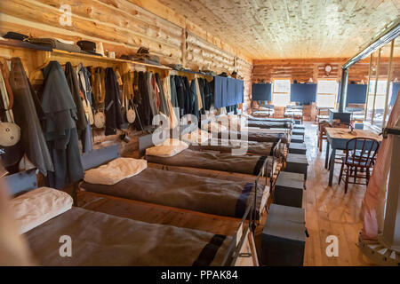 Crawford, Nebraska - The site of the original cavalry barracks at Fort Robinson State Park. (The existing building is a reproduction.) Fort Robinson i Stock Photo