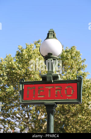 Paris metro signage in Art Nouveau Style or New Art Stock Photo