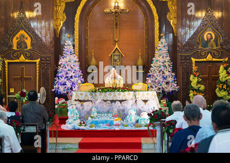 St. Nickolaus Catholic Church at Christmas, Pattaya, Chonburi, Thailand Stock Photo