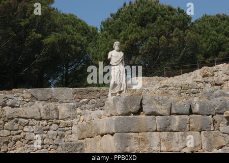 Greek Art. Emporium (Ampurias). Greek colony founded by the greeks of Foci., 570 BC. Statue of Asclepius. God of medicin. Neapolis.  Girona province. Catalonia. Spain. Europe.