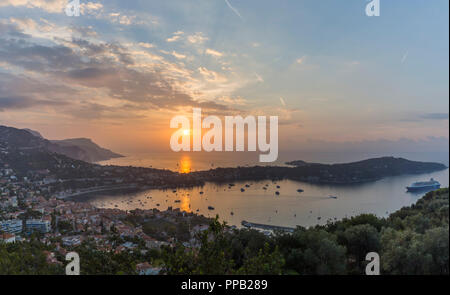 Sunrise over Cap Ferrat on French Riviera Stock Photo