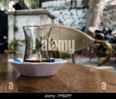 Turkish tea in traditional glass tea cup Stock Photo