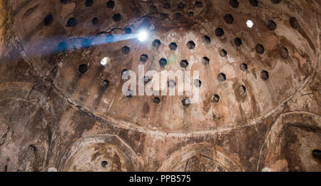 light rays through the Ottoman old hammam ceiling Stock Photo