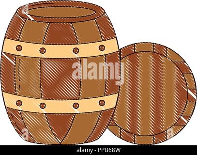 wooden barrel drink liquor rustic vector illustration Stock Vector