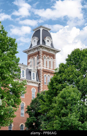 FAYETTEVILLE, AR/USA - JUNE 8, 2018: University Hall at Old Main on the campus of the University of Arkansas. Stock Photo