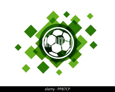 Football ball on green abstract background vector icon logo Stock Vector