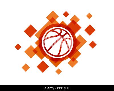 Basketball ball on orange abstract background vector icon logo Stock Vector