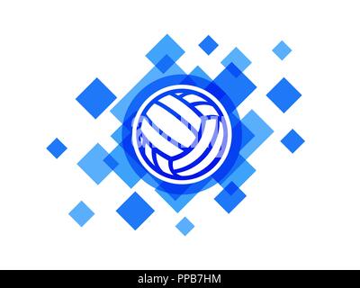 Volleyball ball on blue abstract background vector icon logo. Water polo ball Stock Vector