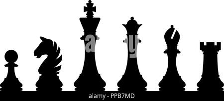 Vector illustration of chess piece set isolated on white background Stock Vector