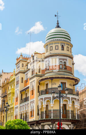 House, Moorish architecture, Edificio de La Adriática, Andalusia, Spain Stock Photo