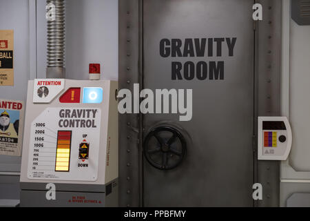 TOKYO, JAPAN - 23 FEB 2018: Reproduction of Dragon Ball super Vegeta gravity training room and control in J-World theme park in Toshima district Stock Photo