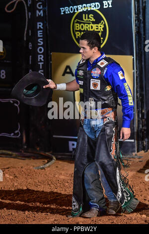 September 23, 2018 - Fairfax, Virginia, U.S - KAIQUE PACHECO is introduced to the crowd before the second night of competition held at EagleBank Arena in Fairfax, Virginia. (Credit Image: © Amy Sanderson/ZUMA Wire) Stock Photo