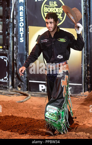 September 23, 2018 - Fairfax, Virginia, U.S - CLAUDIO MONTANHA JR is introduced to the crowd before the second night of competition held at EagleBank Arena in Fairfax, Virginia. (Credit Image: © Amy Sanderson/ZUMA Wire) Stock Photo