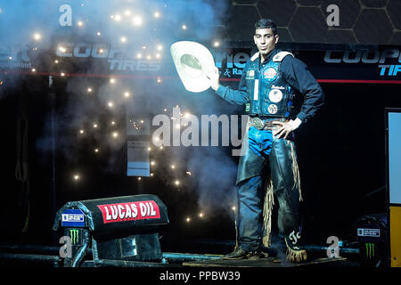 September 23, 2018 - Fairfax, Virginia, U.S - LUCIANO DE CASTRO is introduced to the crowd before the second night of competition held at EagleBank Arena in Fairfax, Virginia. (Credit Image: © Amy Sanderson/ZUMA Wire) Stock Photo