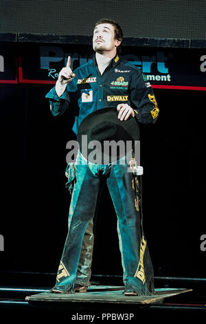 September 23, 2018 - Fairfax, Virginia, U.S - MATT TRIPLETT is introduced to the crowd before the second night of competition held at EagleBank Arena in Fairfax, Virginia. (Credit Image: © Amy Sanderson/ZUMA Wire) Stock Photo