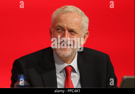 Liverpool, UK. 25th Sep 2018. Jeremy Corbyn Mp Labour Party Leader Labour Party Conference 2018 The Liverpool Echo Arena, Liverpool, England 25 September 2018 Addresses The Labour Party Conference 2018 At The Liverpool Echo Arena, Liverpool, England Credit: Allstar Picture Library/Alamy Live News Stock Photo