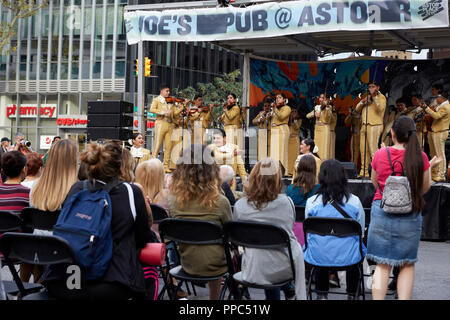 New York, United States. 24th Sep, 2018. MARIACHI HERENCIA DE MEXICO performs at the Astor Place.NYC, Astor Alive Celebration Credit: Mark J Sullivan/Alamy Live News Stock Photo