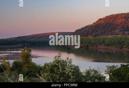 Sunset at Victoria River, Timber Creek, Northern Territory, Australia Stock Photo