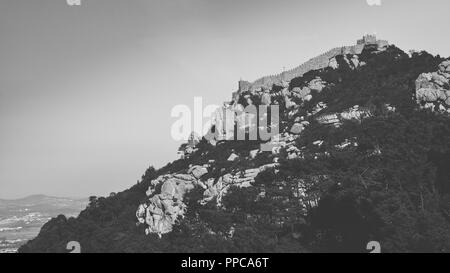 The Castle of the Moors, hilltop medieval castle located in Sintra, Portugal Stock Photo