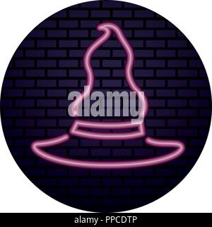 Witch neon light icon. Wicked sorceress 