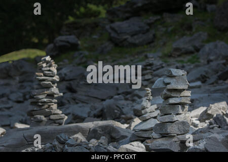 Stones must be stacked. Here you see a beautiful "stacked-stones-field" Stock Photo