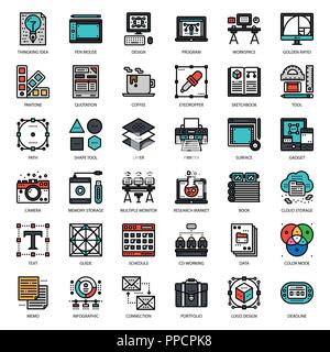 graphic designer, pixel perfect icon, isolated on white background Stock Vector