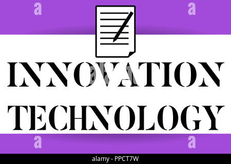 Handwriting text writing Innovation Technology. Concept meaning New Idea or Method of Technical or Scientific nature. Stock Photo